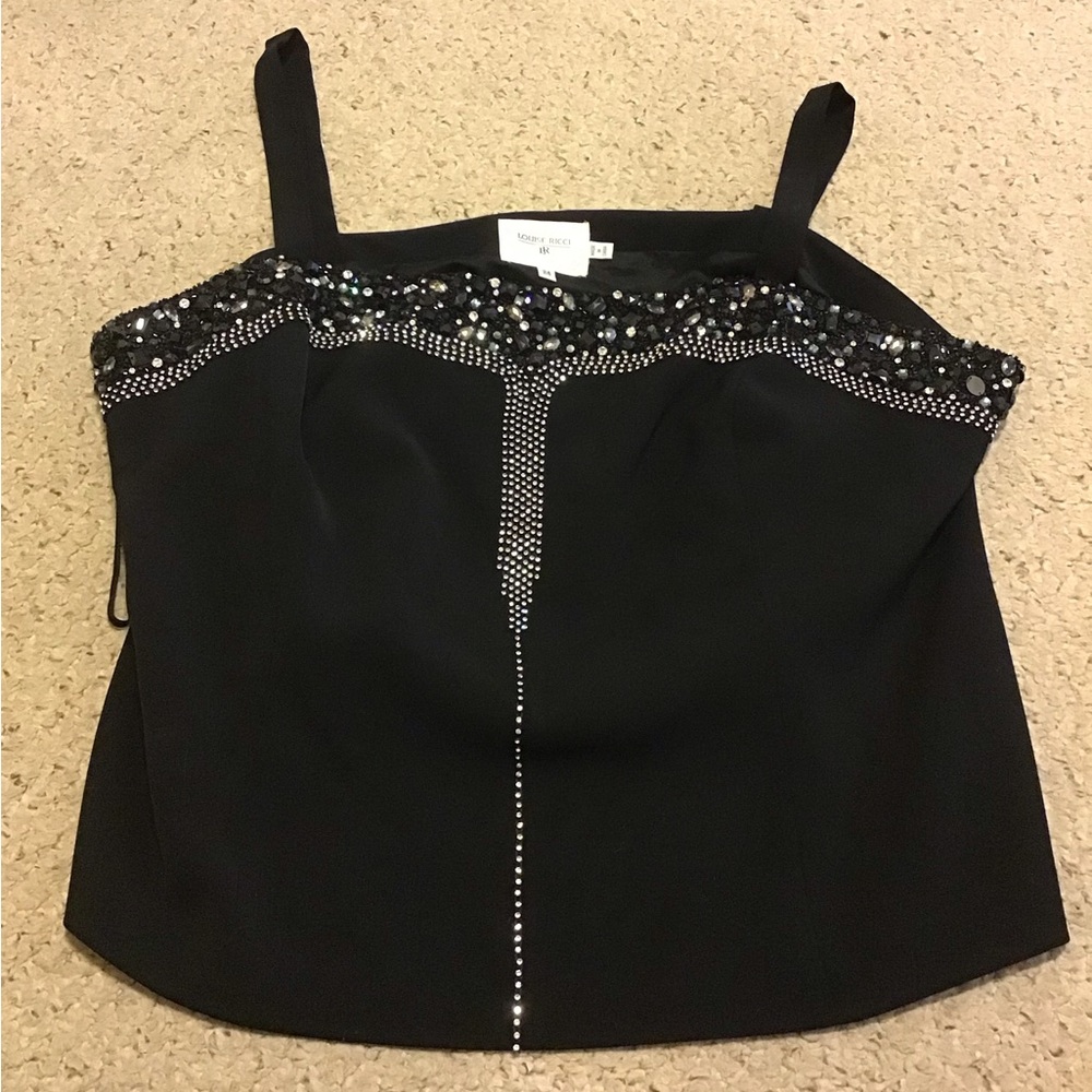 LOUISE RICCI SZ 24 PLUS SZ BLACK TOP CRYSTALS GORGEOUS HOLIDAY